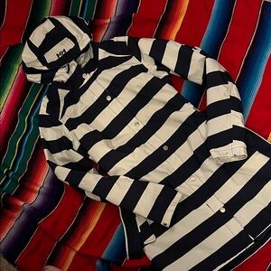 Helly Hansen Black and White Striped Coat